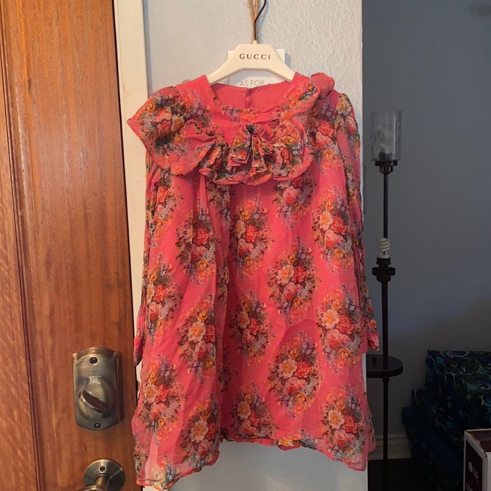 Kids Gucci casual dress, Size 4 (Girls), Pink floral long sleeve